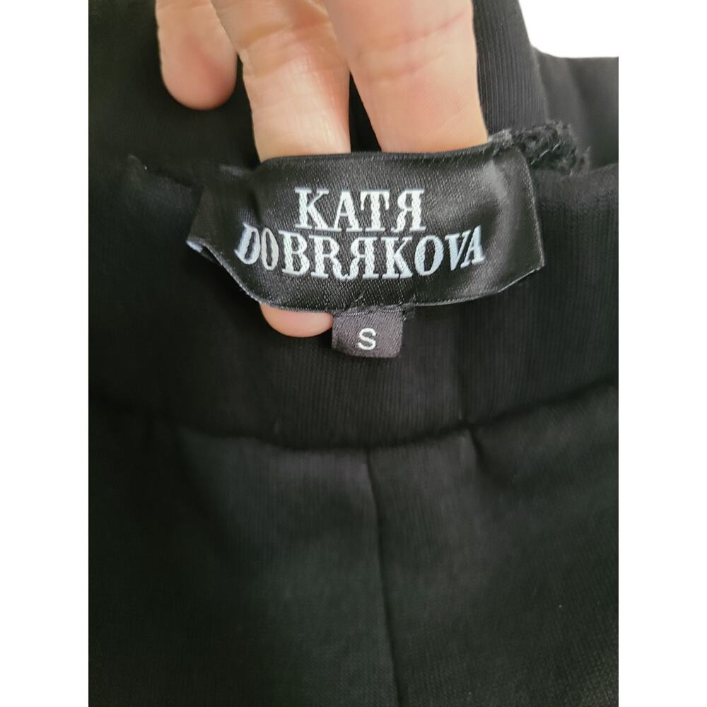 Katya Dobryakova Jogger Pants Black Red Fleece Casual Athleisure Lounge Size S - Picture 2 of 5